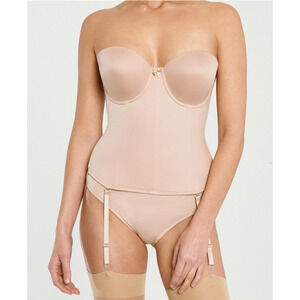 NEW Va Bien Seamless Hourglass Push Up Bra and Bustier 34B Nude Removable Straps